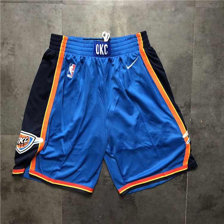 Cheap Men NBA Oklahoma City Thunder Blue Nike Shorts 0416